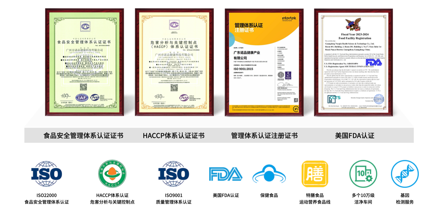 诺品健康质量体系认证与资质展示